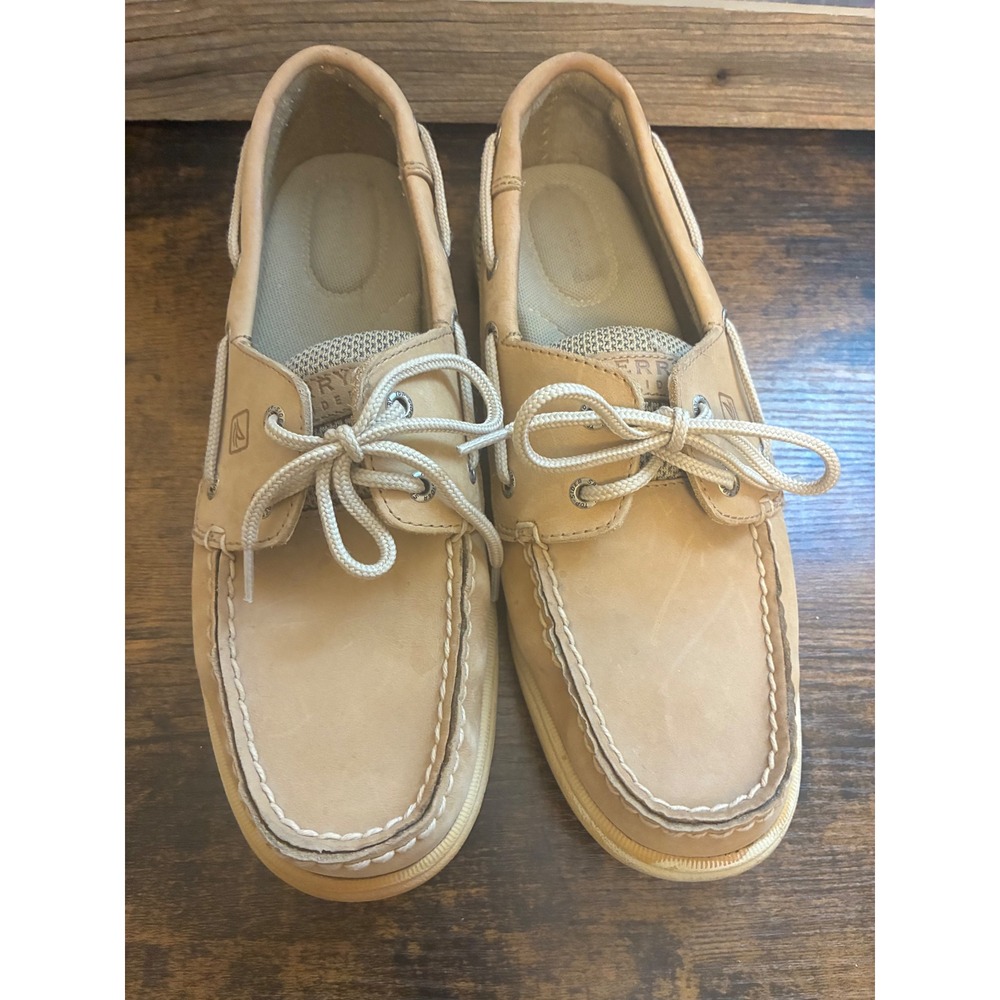 Sperry Top-Sider Mens Tan Leather Mesh Boat Shoes Loafers Moc Toe Classic